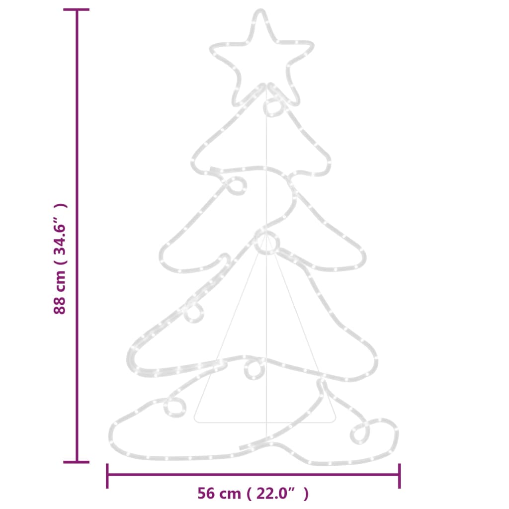 vidaXL Фигура коледно дърво със 144 светодиода, 88x56 см
