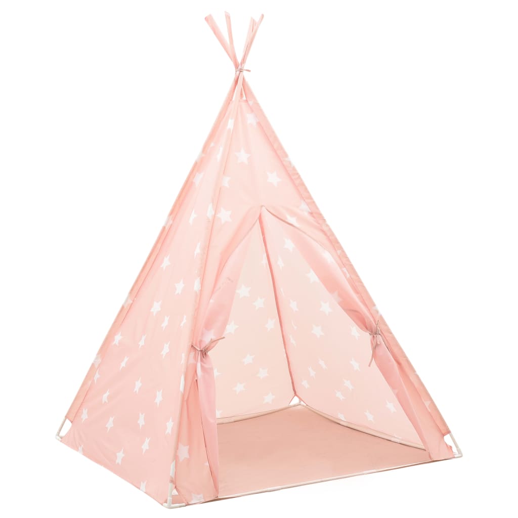 vidaXL Детска палатка Типи с чанта, полиестер, розова, 115x115x160 см
