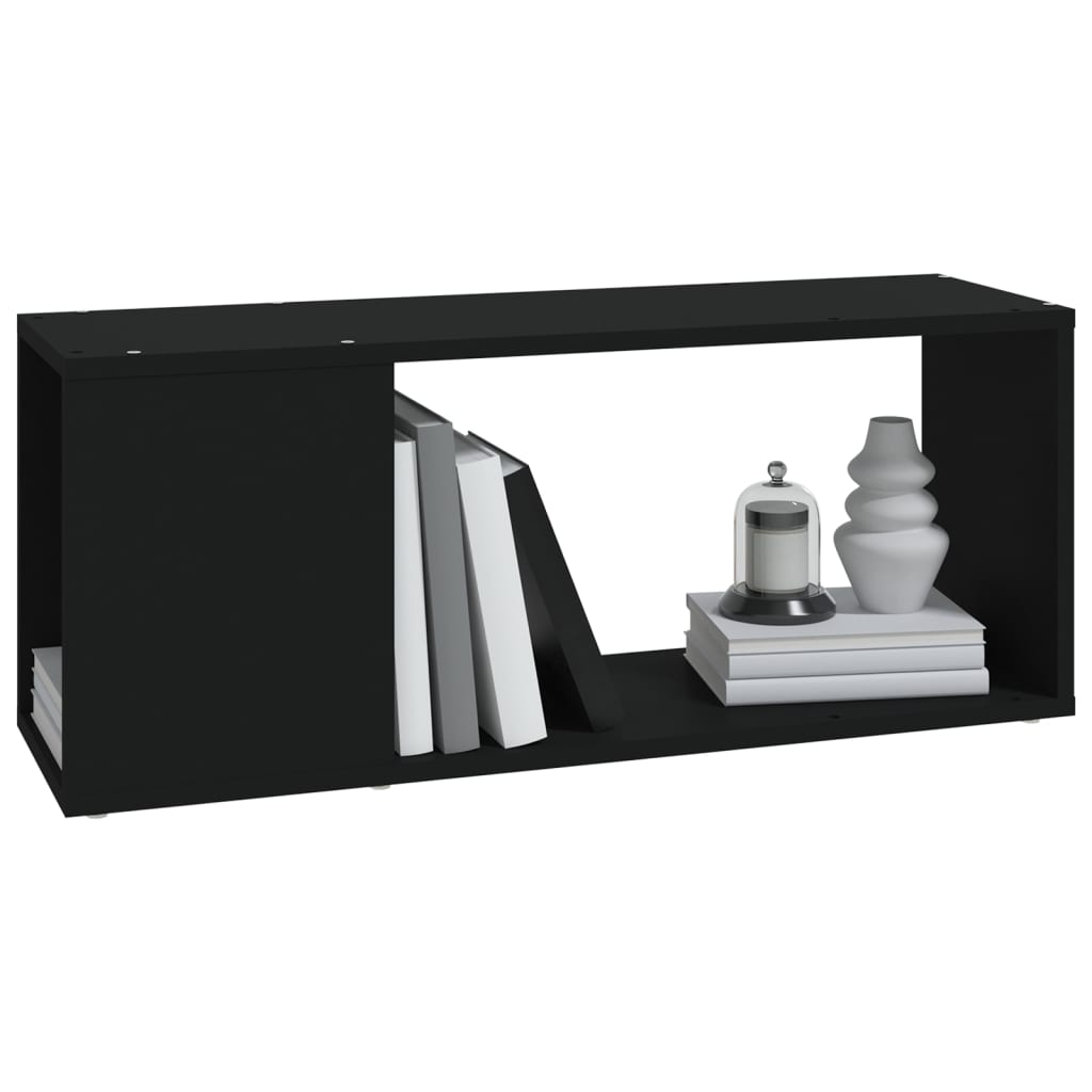 vidaXL ТВ шкаф, черен, 80x24x32 см, ПДЧ