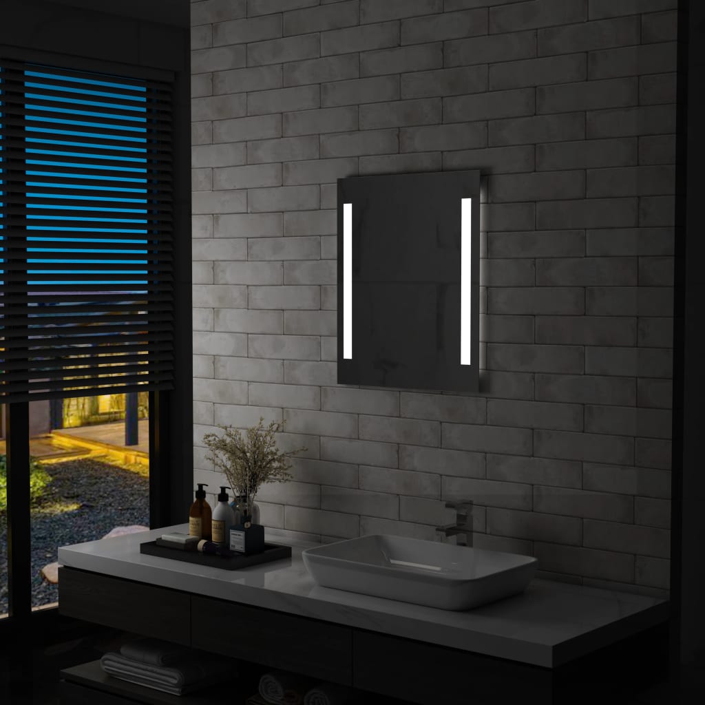 vidaXL LED стенно огледало за баня с рафт 50x70 см