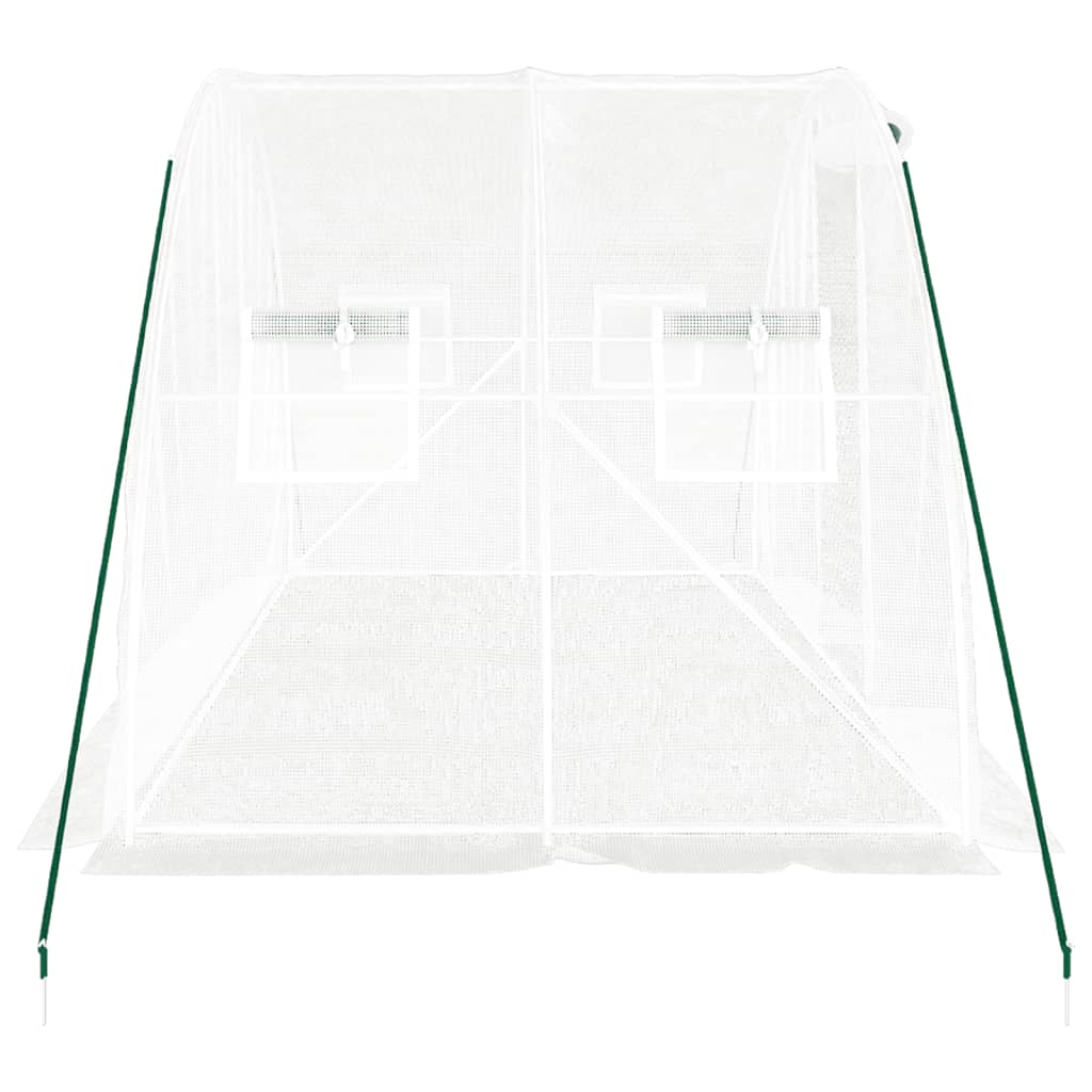 vidaXL Оранжерия със стоманена рамка бяла 8 м² 4x2x2 м