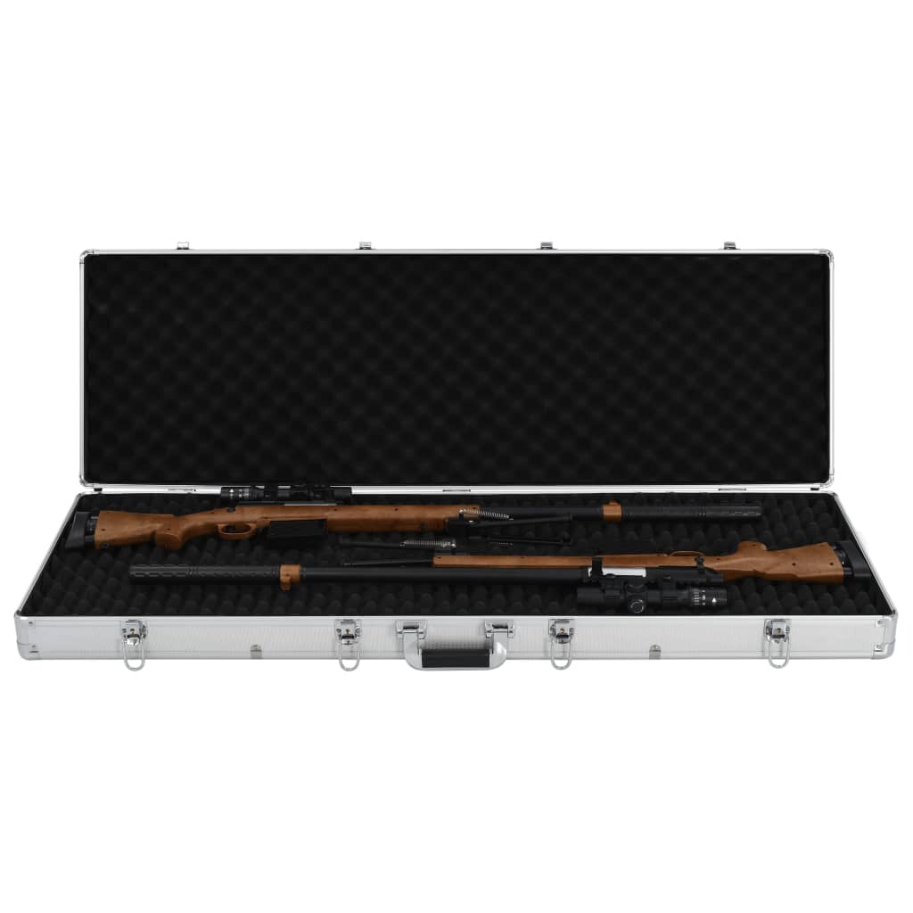 vidaXL Куфар за пушки, сребрист, 118x38x12 см, алуминий