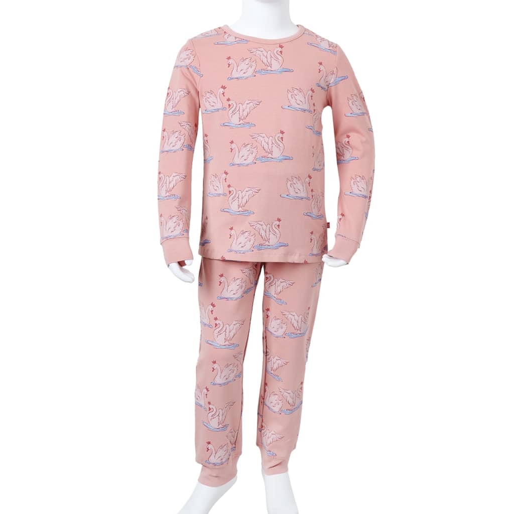 Детска пижама с дълъг ръкав, светлорозова, 116