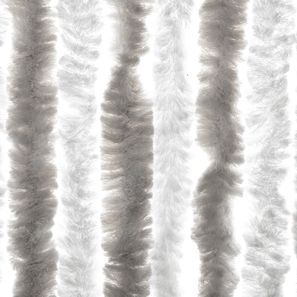 vidaXL Ресни за врата против мухи, светлосиво и бяло, 56x200 см, шенил