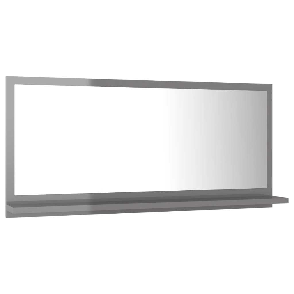 vidaXL Огледало за баня, сив гланц, 80x10,5x37 см, ПДЧ