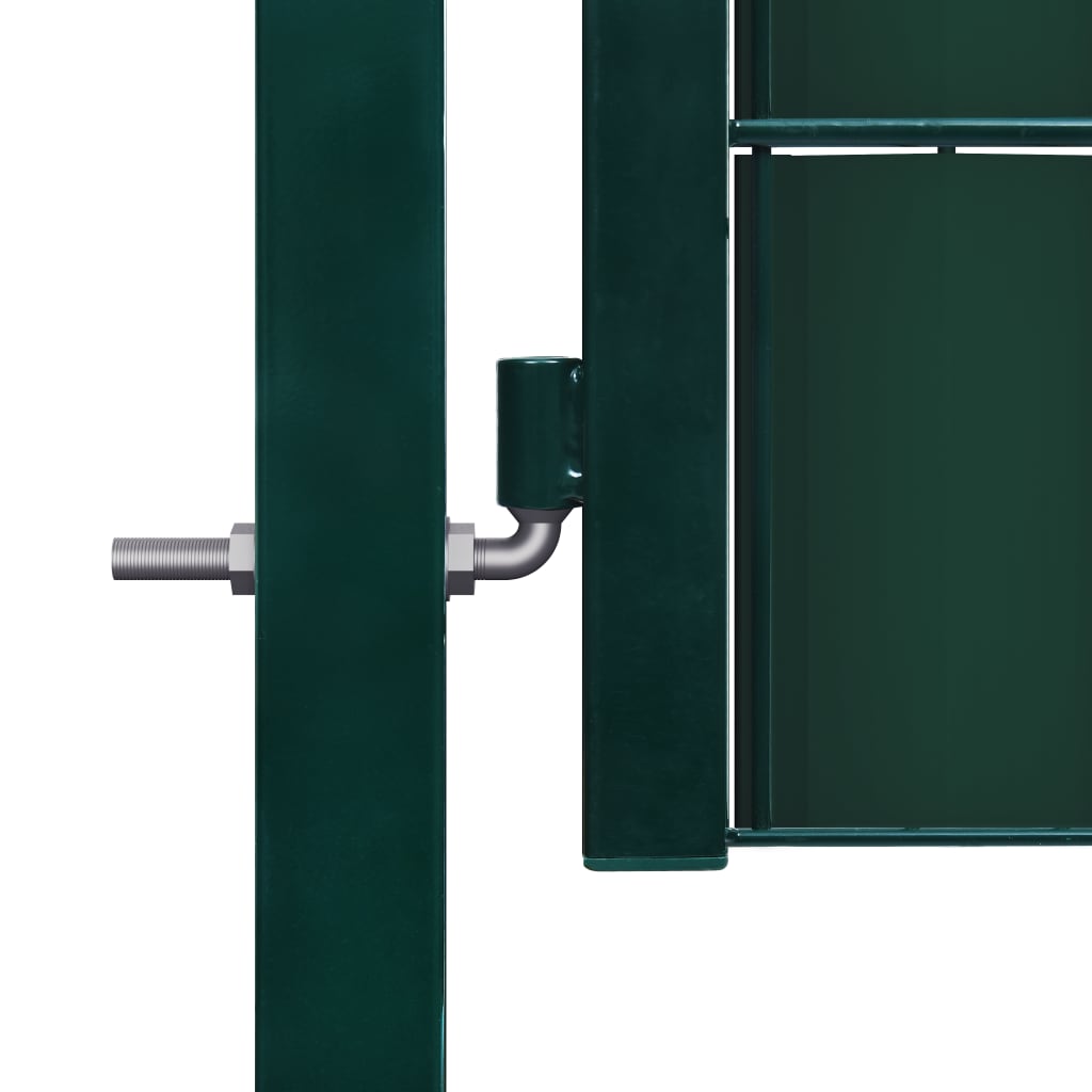 vidaXL Порта за ограда, PVC и стомана, 100x81 см, зелена