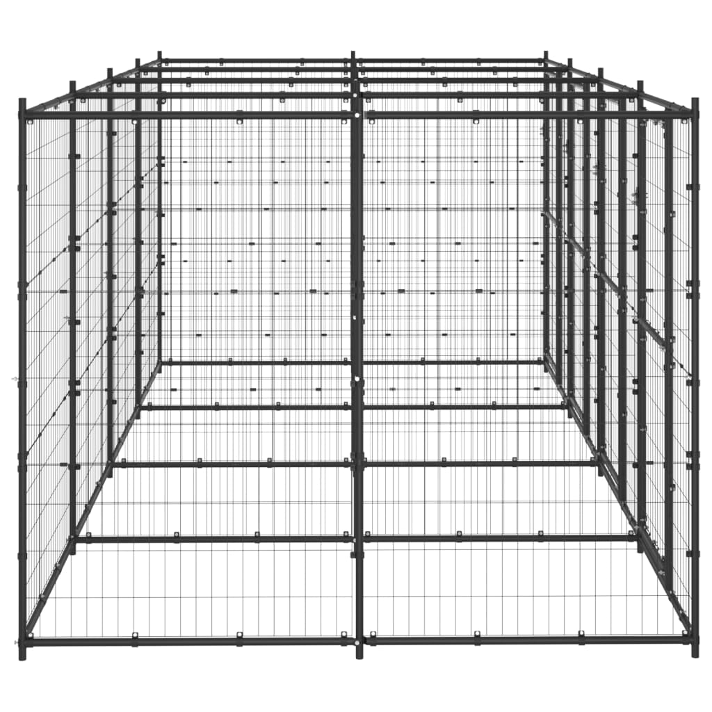 vidaXL Външна клетка за кучета, стомана, 9,68 м²