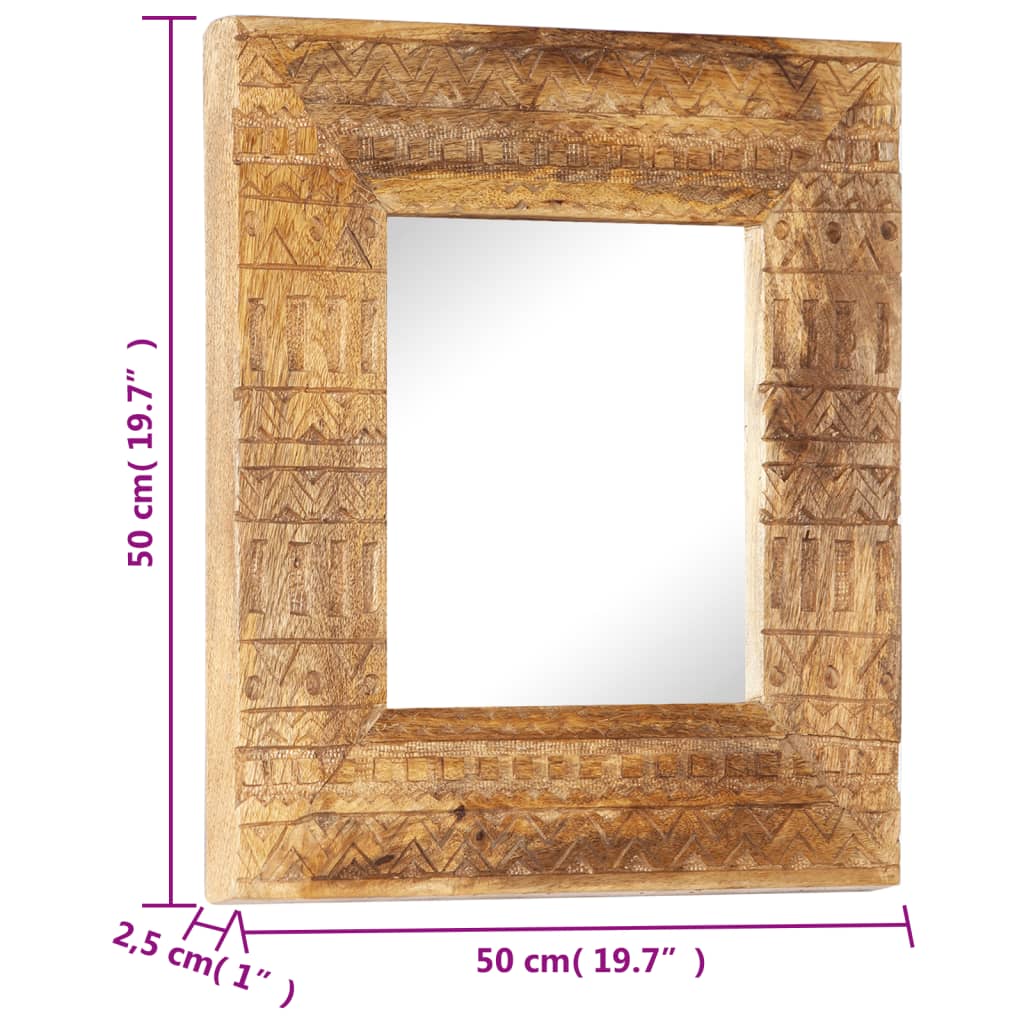 vidaXL Ръчно резбовано огледало, 50x50x2,5 см, мангово дърво масив