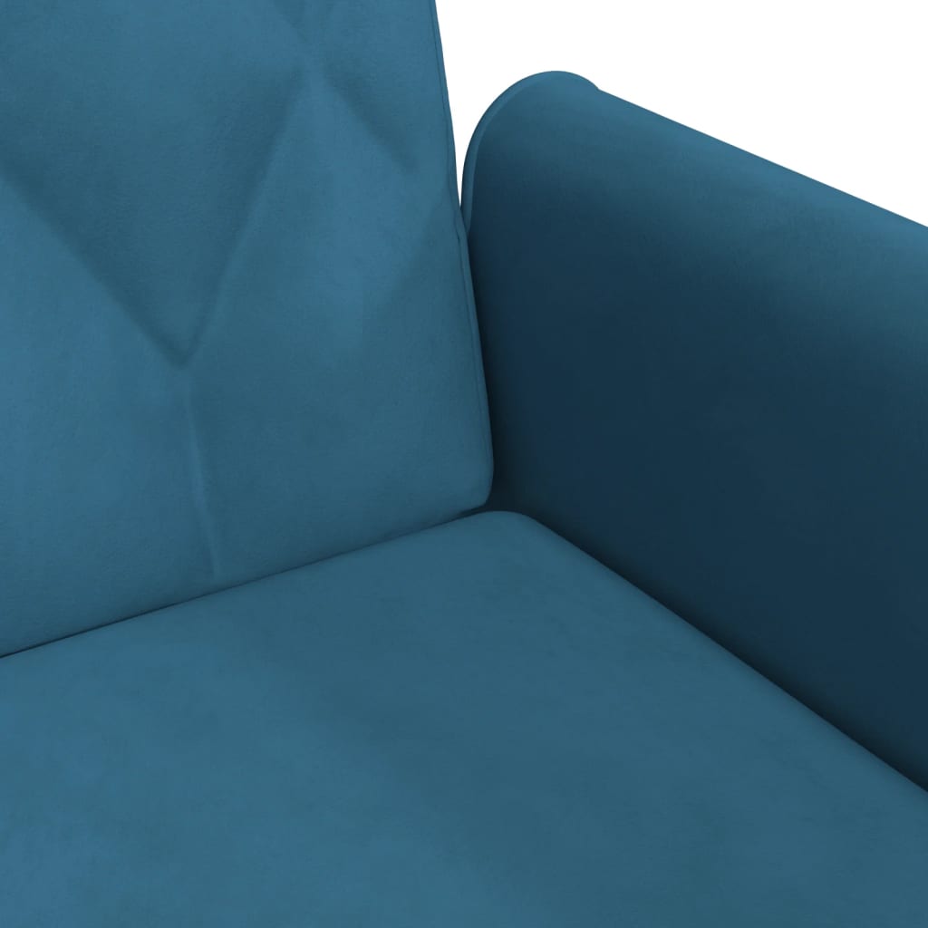 vidaXL Разтегателен диван с подлакътници, син, кадифе