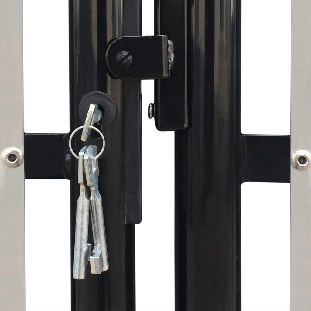 vidaXL Единична оградна врата, 300x125 см, черна