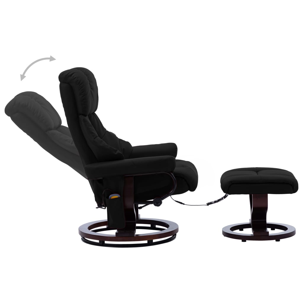 vidaXL Масажен наклоняем стол, черен, изкуствена кожа и извито дърво