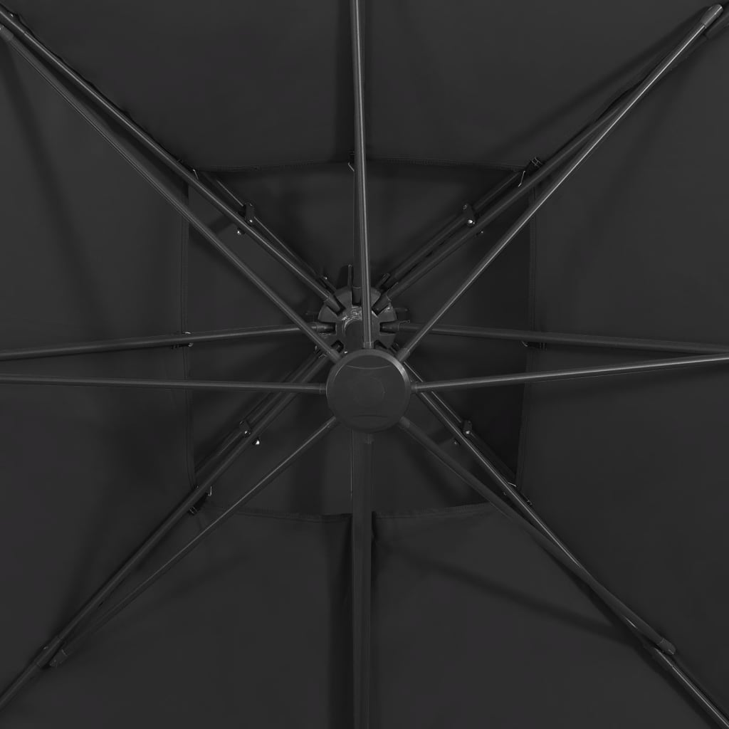vidaXL Градински чадър чупещо рамо с двоен покрив, 300x300 см, черен