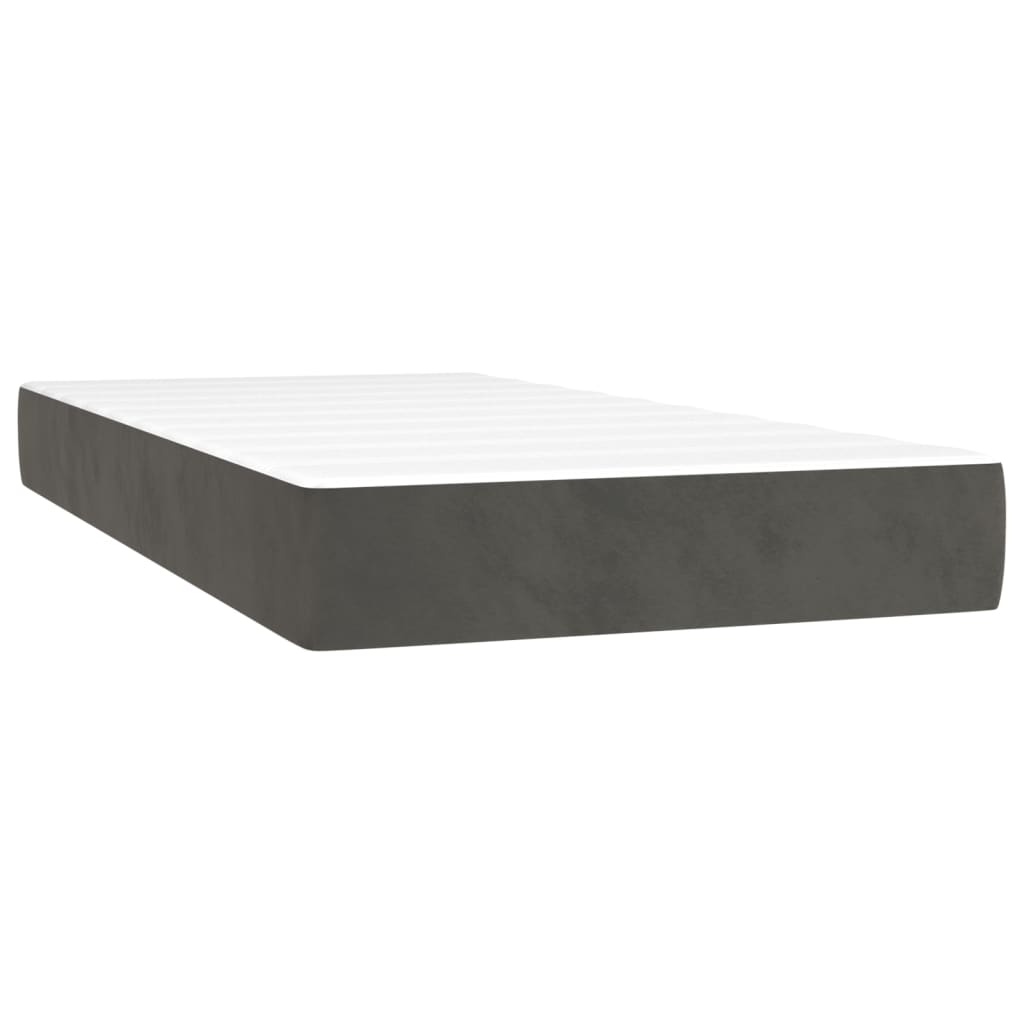 vidaXL Боксспринг легло с матрак, тъмносиво, 100x200 см, кадифе