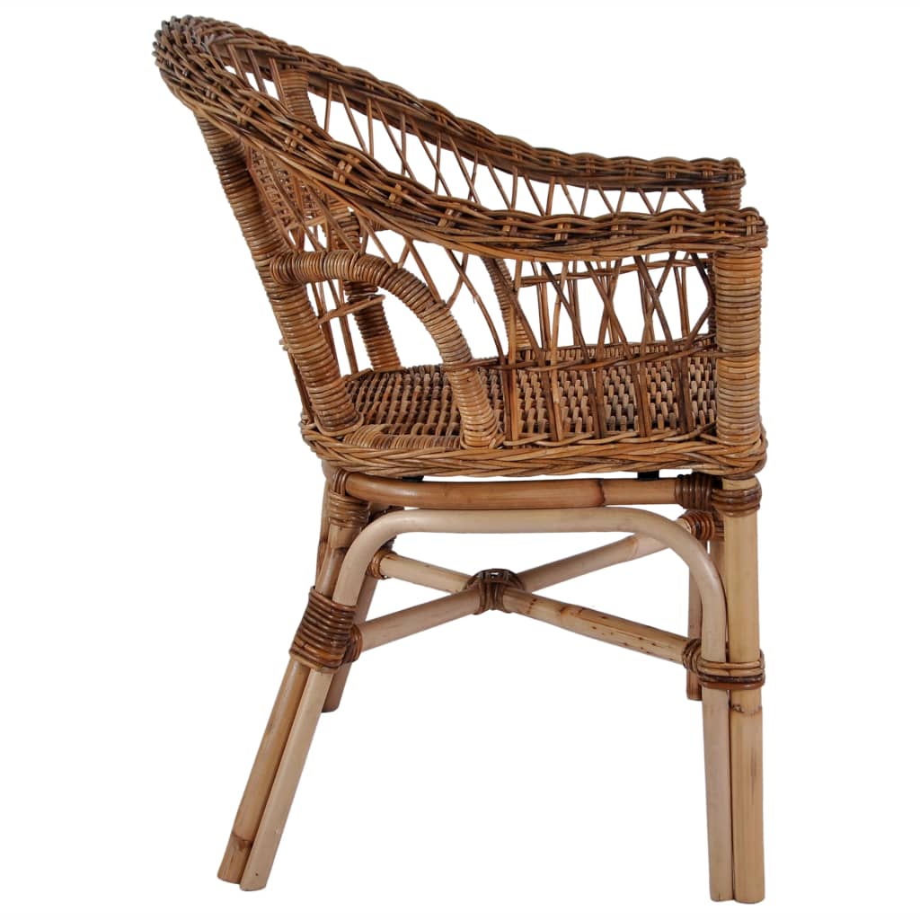vidaXL Градински стол, естествен ратан, кафяв