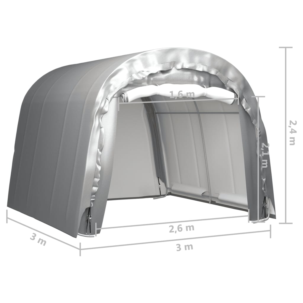 vidaXL Палатка за съхранение, 300x300 см, стомана, сива
