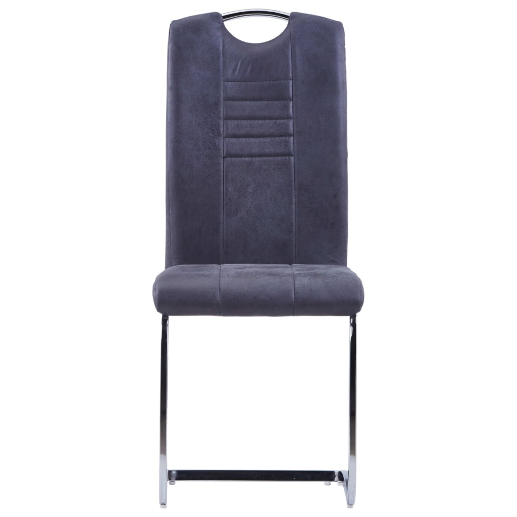 vidaXL Конзолни трапезни столове, 6 бр, сиви, изкуствен велур