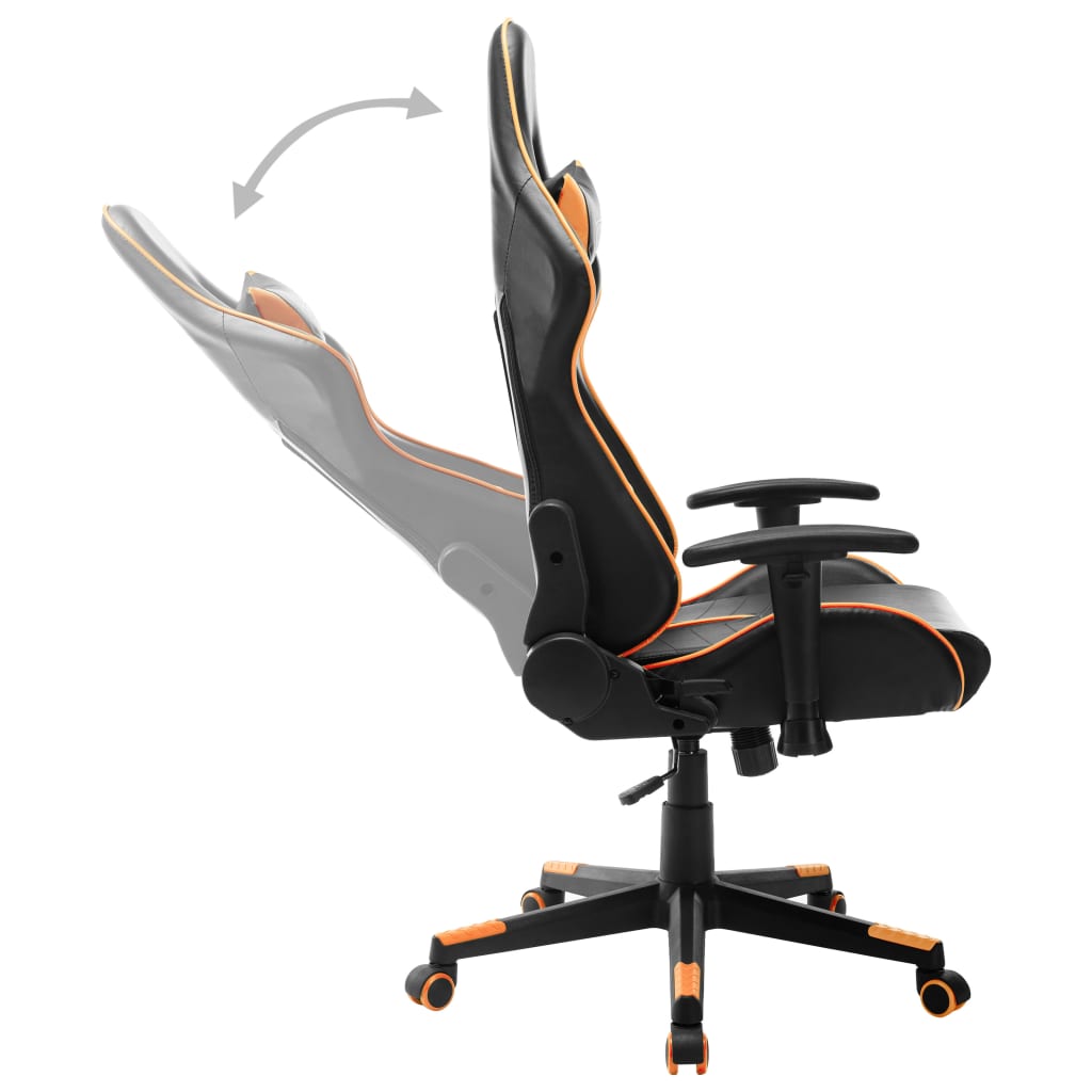 vidaXL Геймърски стол, черно и оранжево, изкуствена кожа