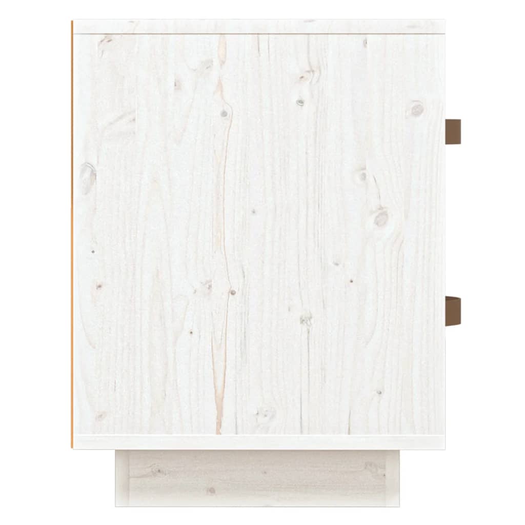 vidaXL Нощно шкафче, бяло, 40x34x45 см, борово дърво масив