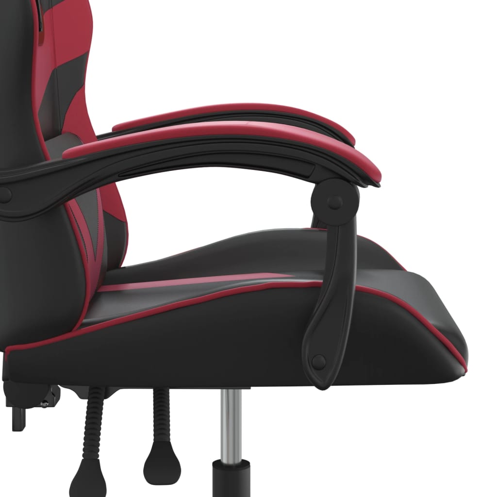 vidaXL Гейминг стол, черно и виненочервено, изкуствена кожа