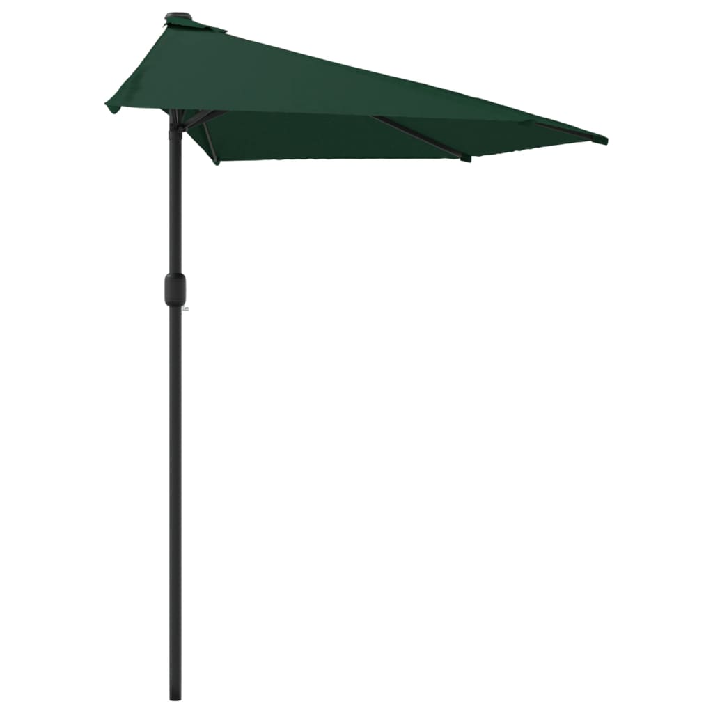vidaXL Балконски чадър с алуминиев прът, зелен, 300x155 см, половин