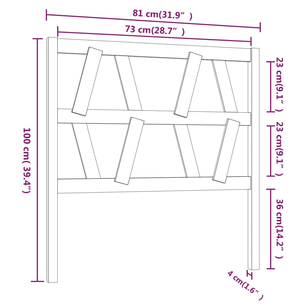 vidaXL Горна табла за легло, 81x4x100 см, бор масив