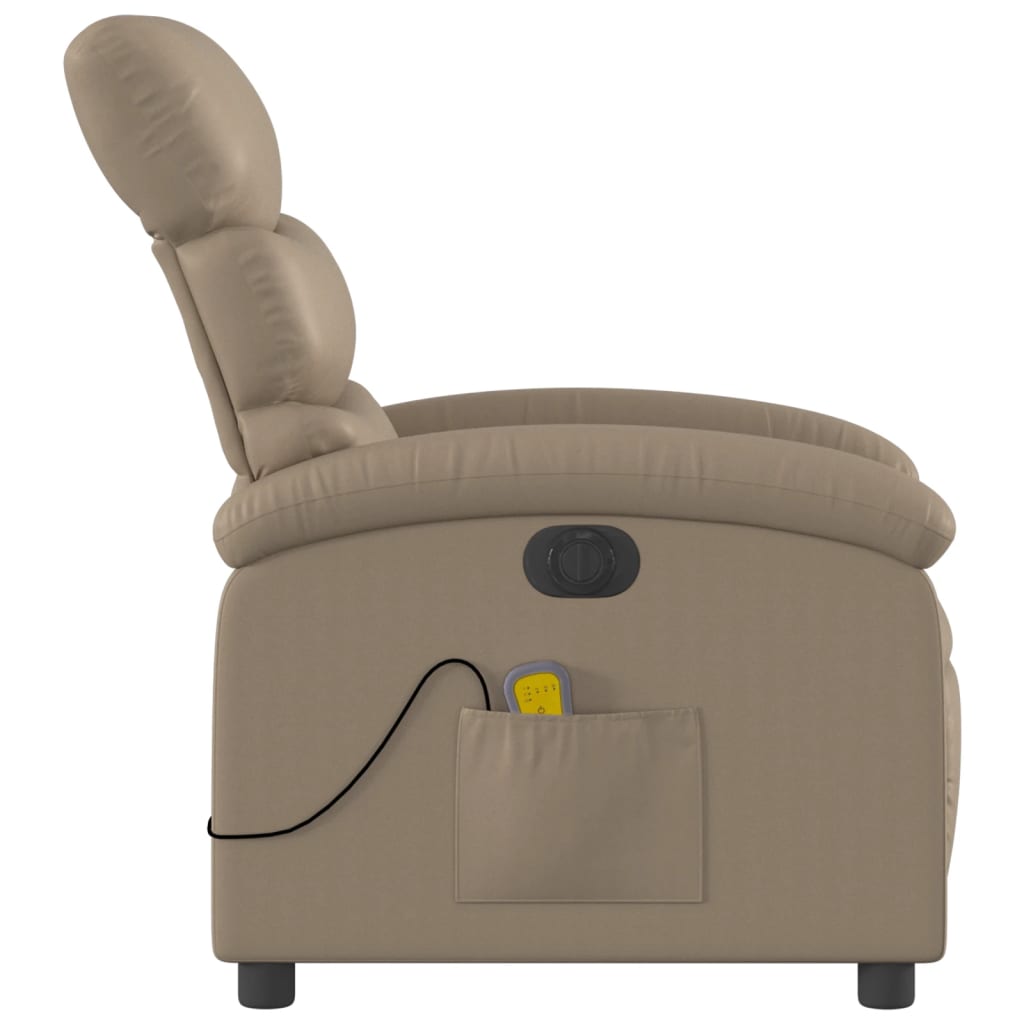 vidaXL Електрически масажен реклайнер стол, капучино, изкуствена кожа