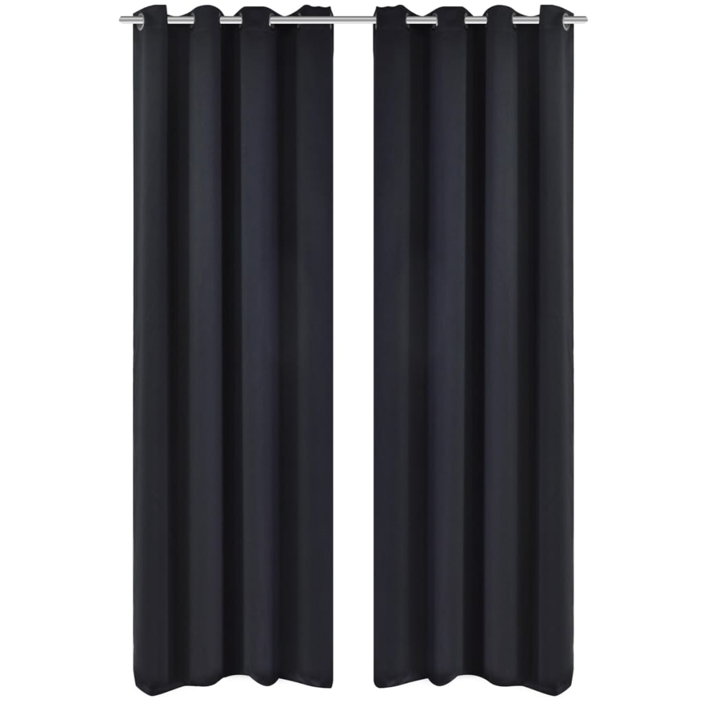 vidaXL Затъмняващи завеси с метални халки, 2 бр, 135x175 см, черни