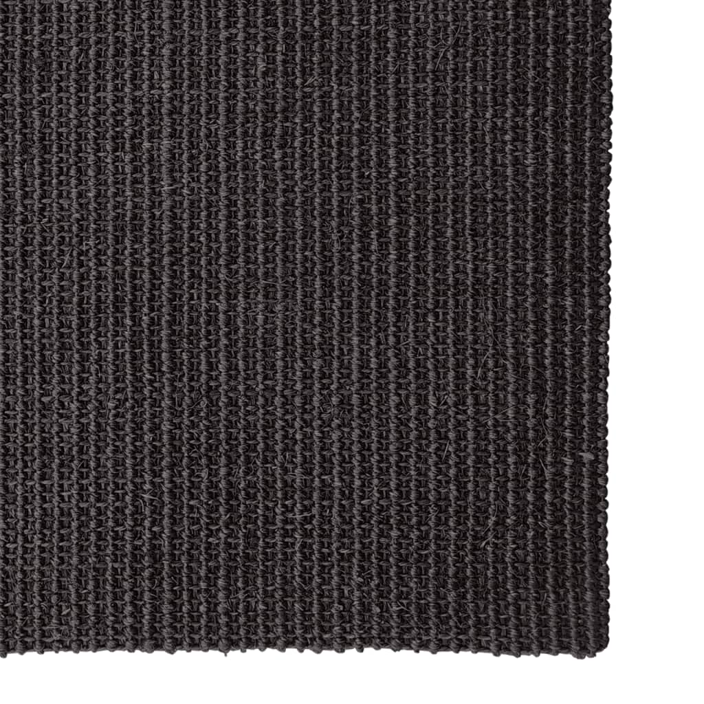 vidaXL Килим, естествен сизал, 66х200 см, черен