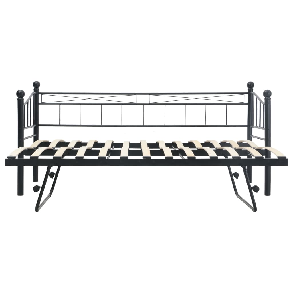 vidaXL Рамка за легло, черна, стомана, 180x200/90x200 см
