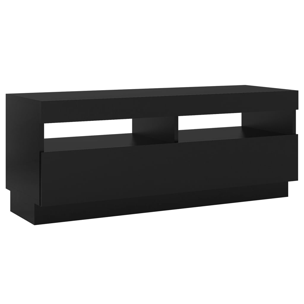 vidaXL ТВ шкаф с LED осветление, черен, 100x35x40 см