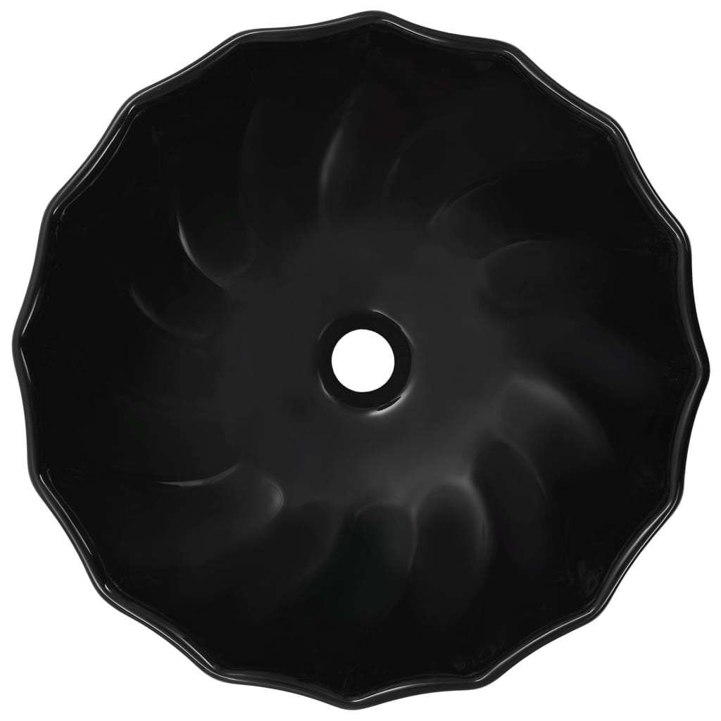 vidaXL Мивка, 46x17 см, керамична, черна