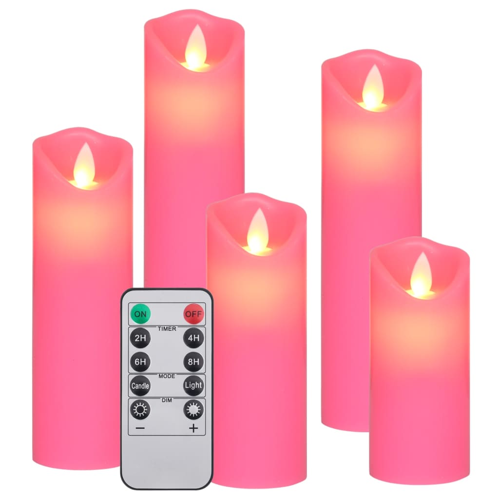 vidaXL Електрически LED свещи, 5 части, с дистанционно, топло бяло