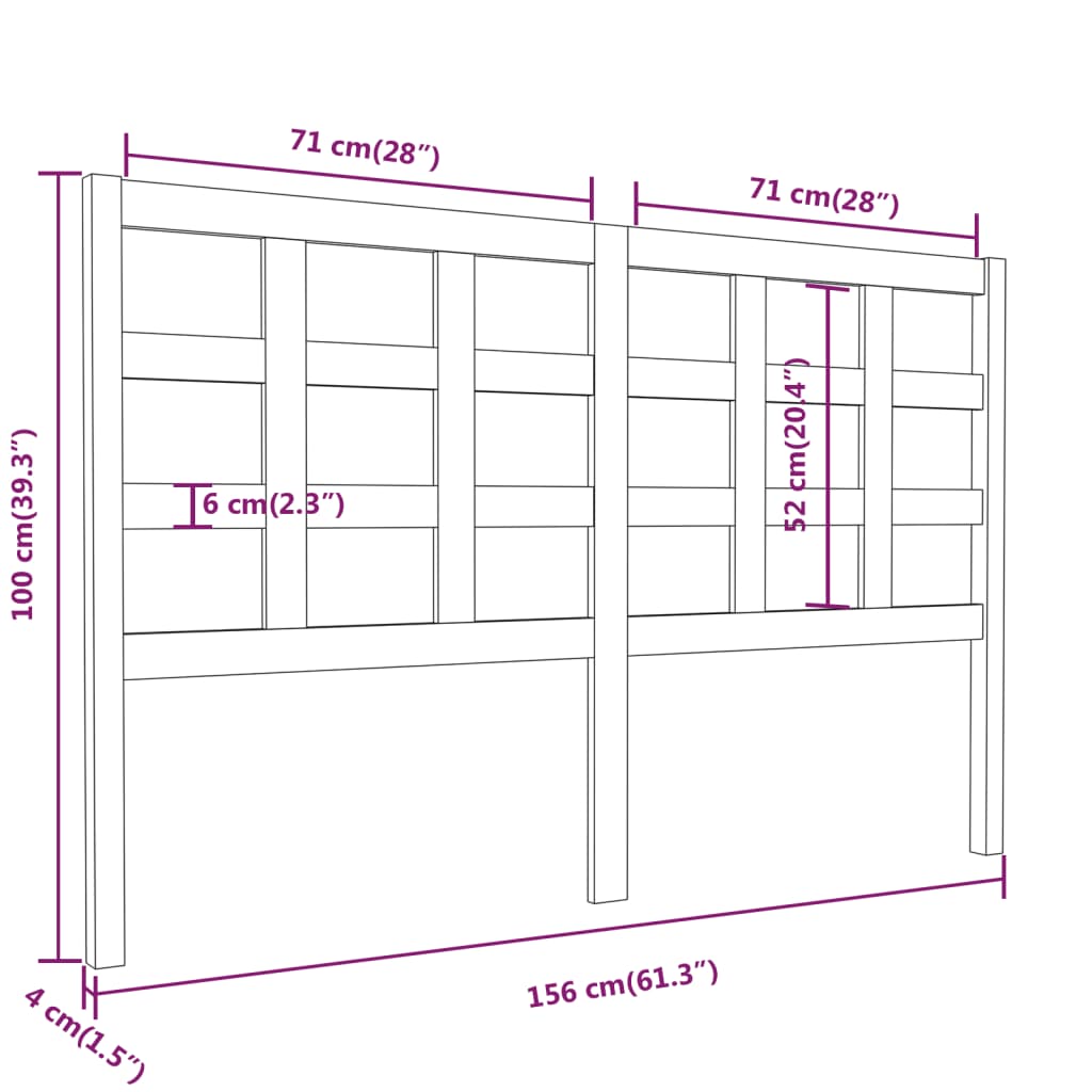 vidaXL Горна табла за легло, 156x4x100 см, бор масив