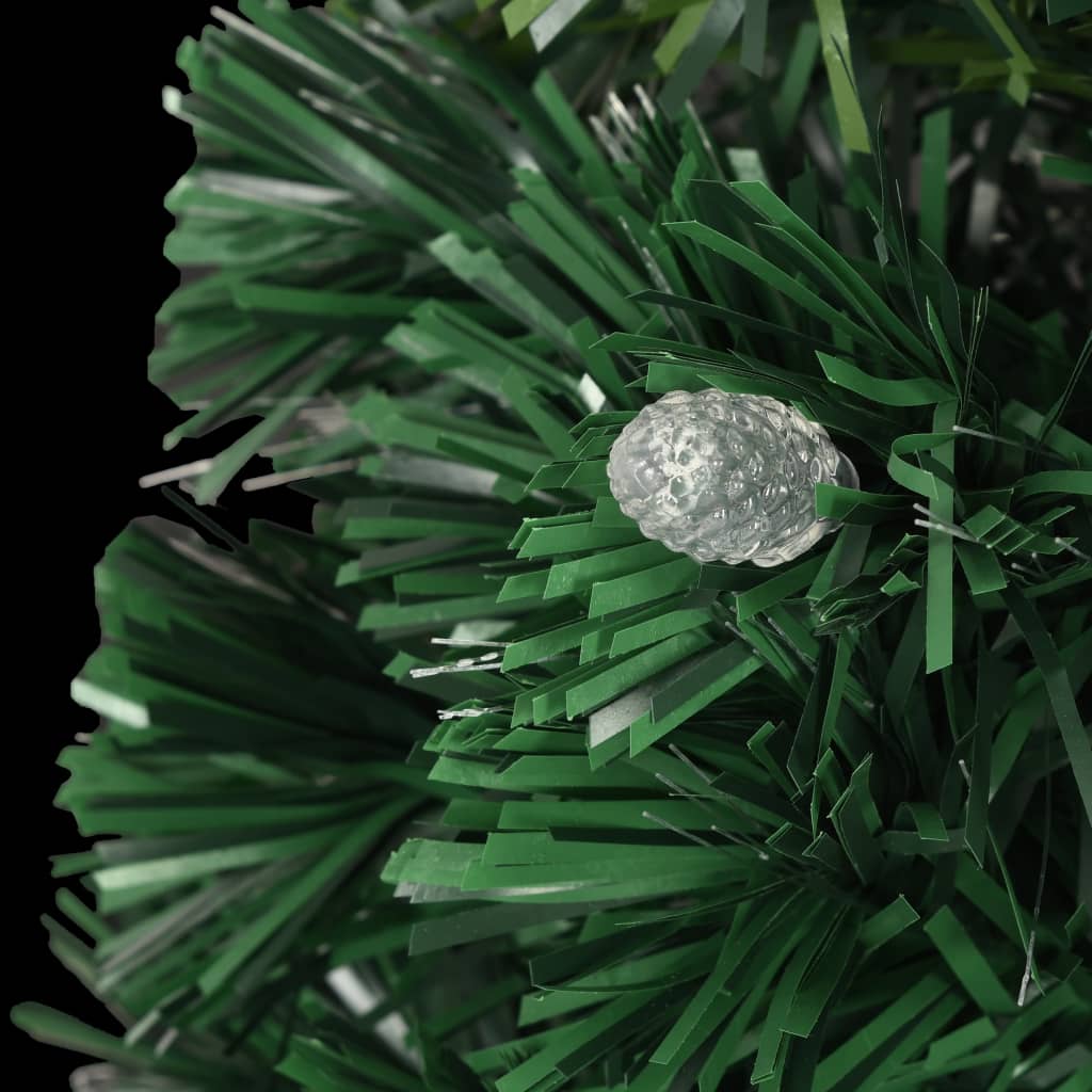 vidaXL Готова осветена коледна елха със стойка 210 см оптично влакно