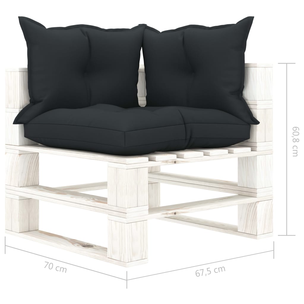 vidaXL Градински 3-местен палетен диван с възглавници антрацит дърво