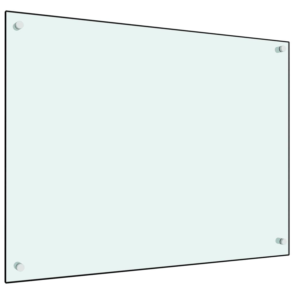 vidaXL Кухненски гръб, бял, 80x60 см, закалено стъкло