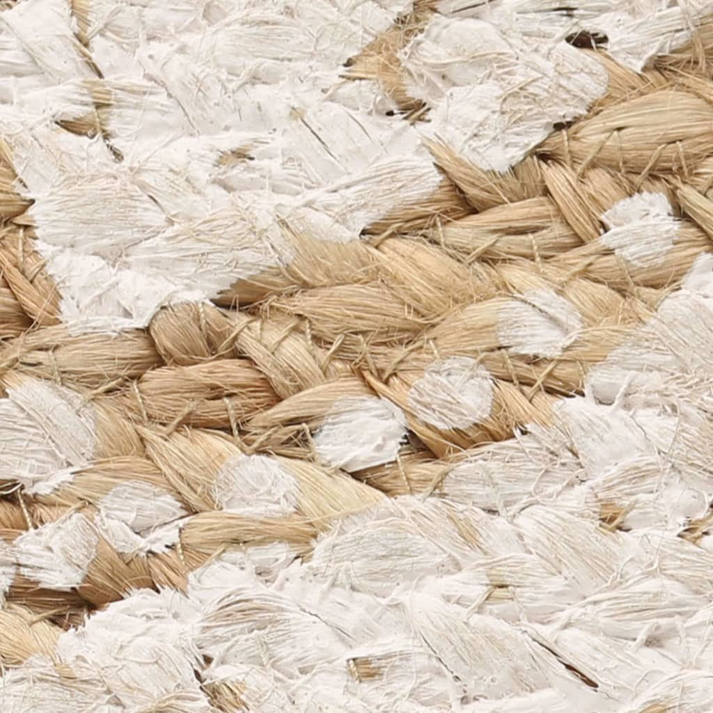 vidaXL Плетен килим от юта с принтове, 150 см, кръгъл