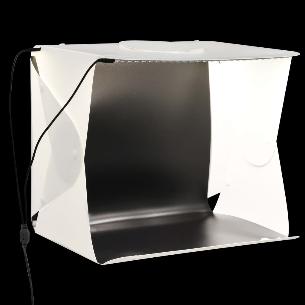 vidaXL Сгъваема палатка за продуктова фотография LED 40x34x37 см бяла