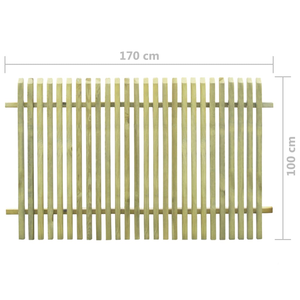 vidaXL Градинска ограда, импрегнирано борово дърво, 170x100 см