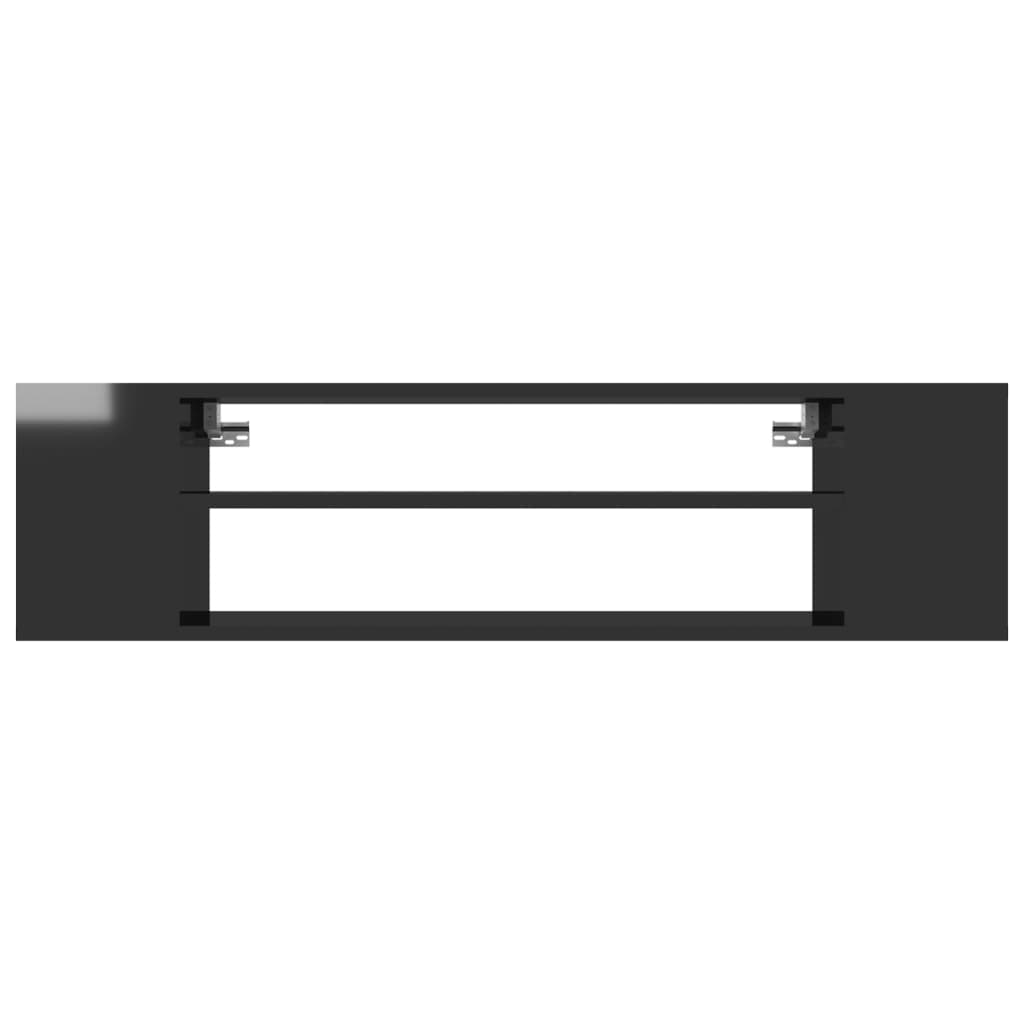 vidaXL Окачен TВ шкаф, черен гланц, 100x30x26,5 см, ПДЧ