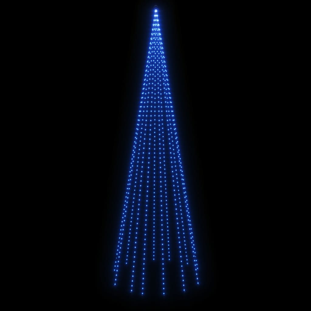 vidaXL Коледна елха на флагщок, синьо, 732 LED, 500 см