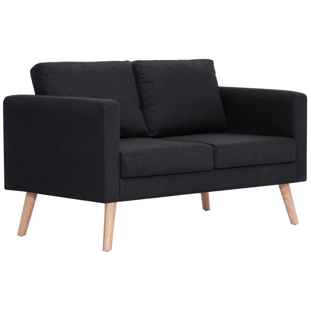 vidaXL 2-местен диван, текстил, черен