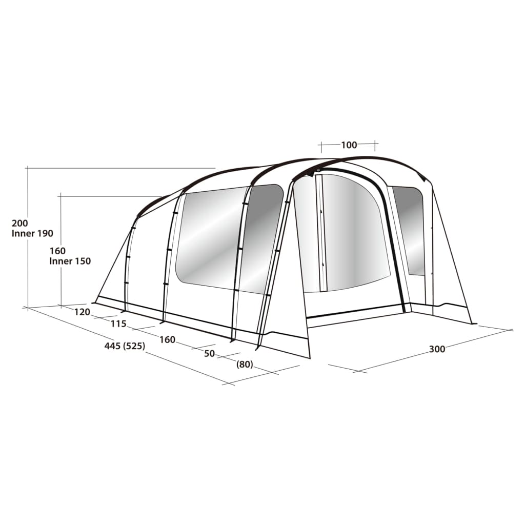 Outwell Тунелна палатка "Ashwood 5" 5-местна с 3 стаи Dark Leaf