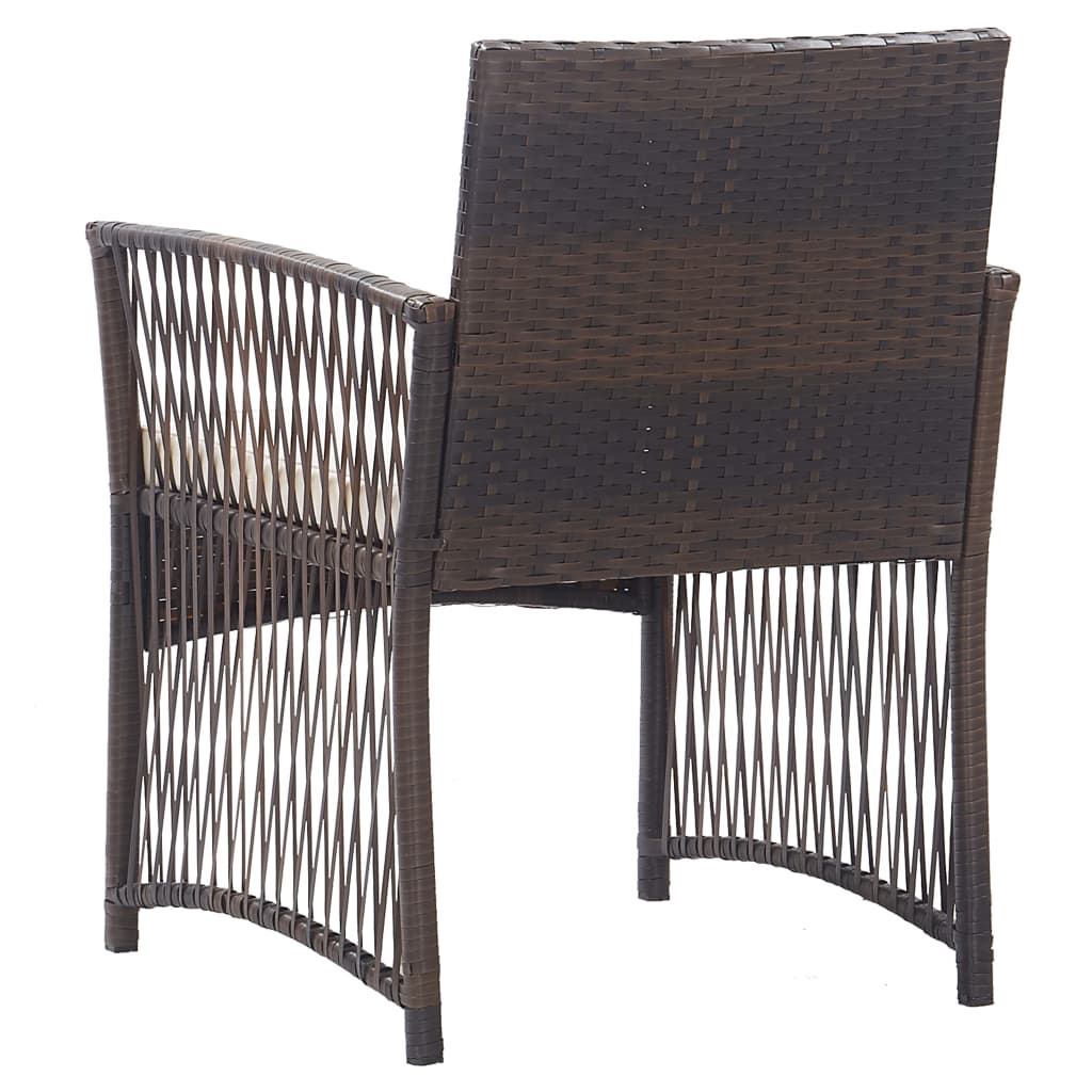 vidaXL Градински кресла с възглавници, 2 бр, кафяв полиратан