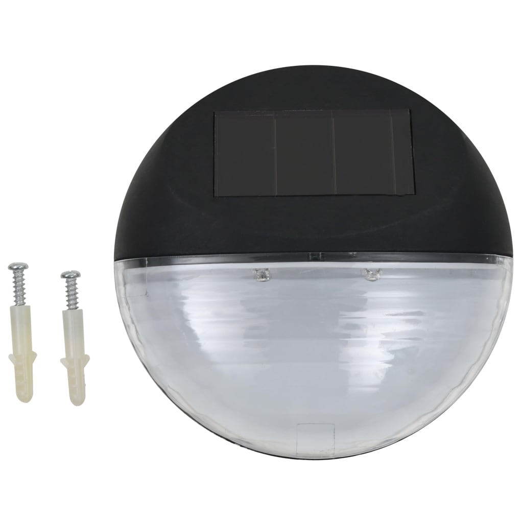 vidaXL Външни соларни стенни лампи LED 24 бр кръгли черни