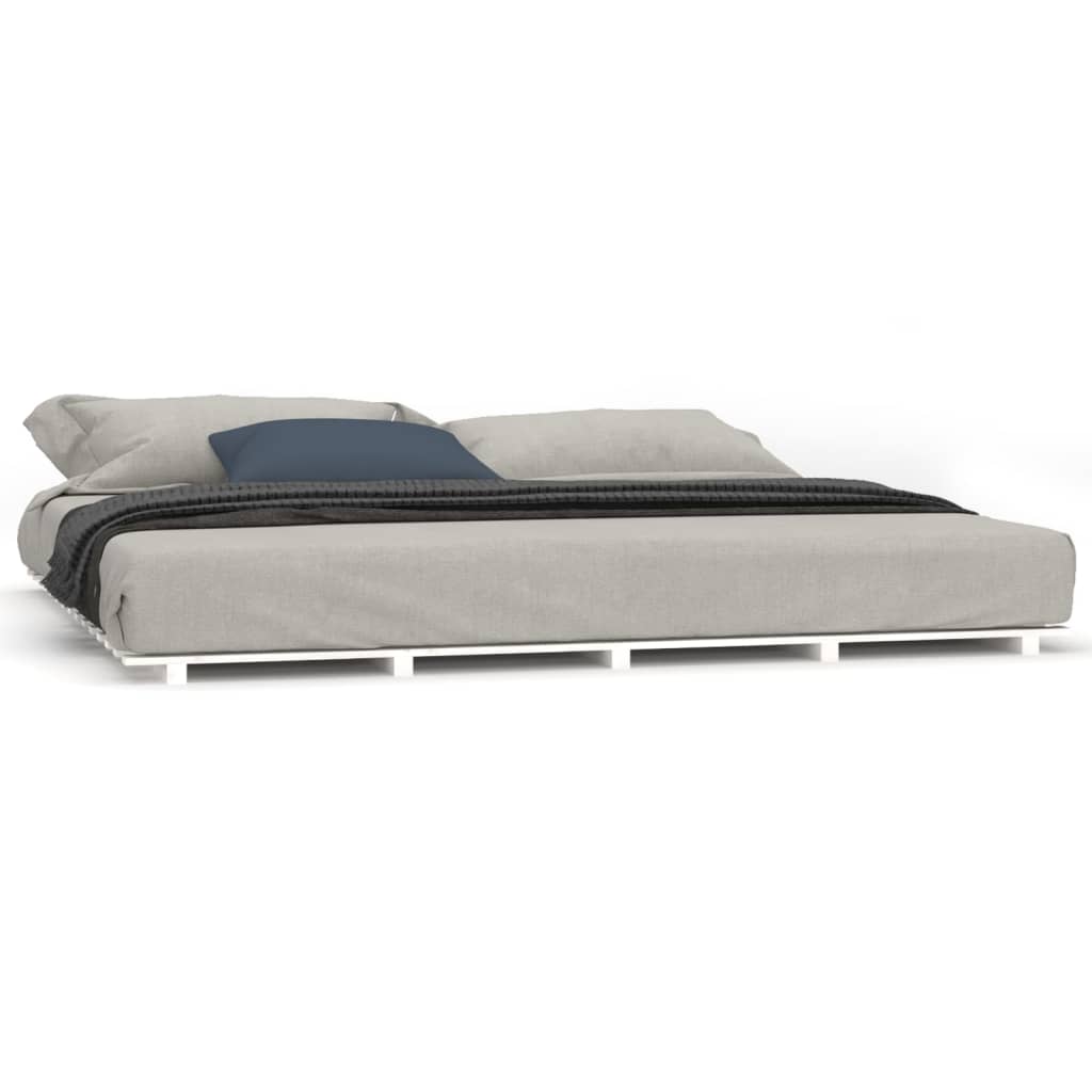 vidaXL Рамка за легло, бяла, 160х200 см, бор масив