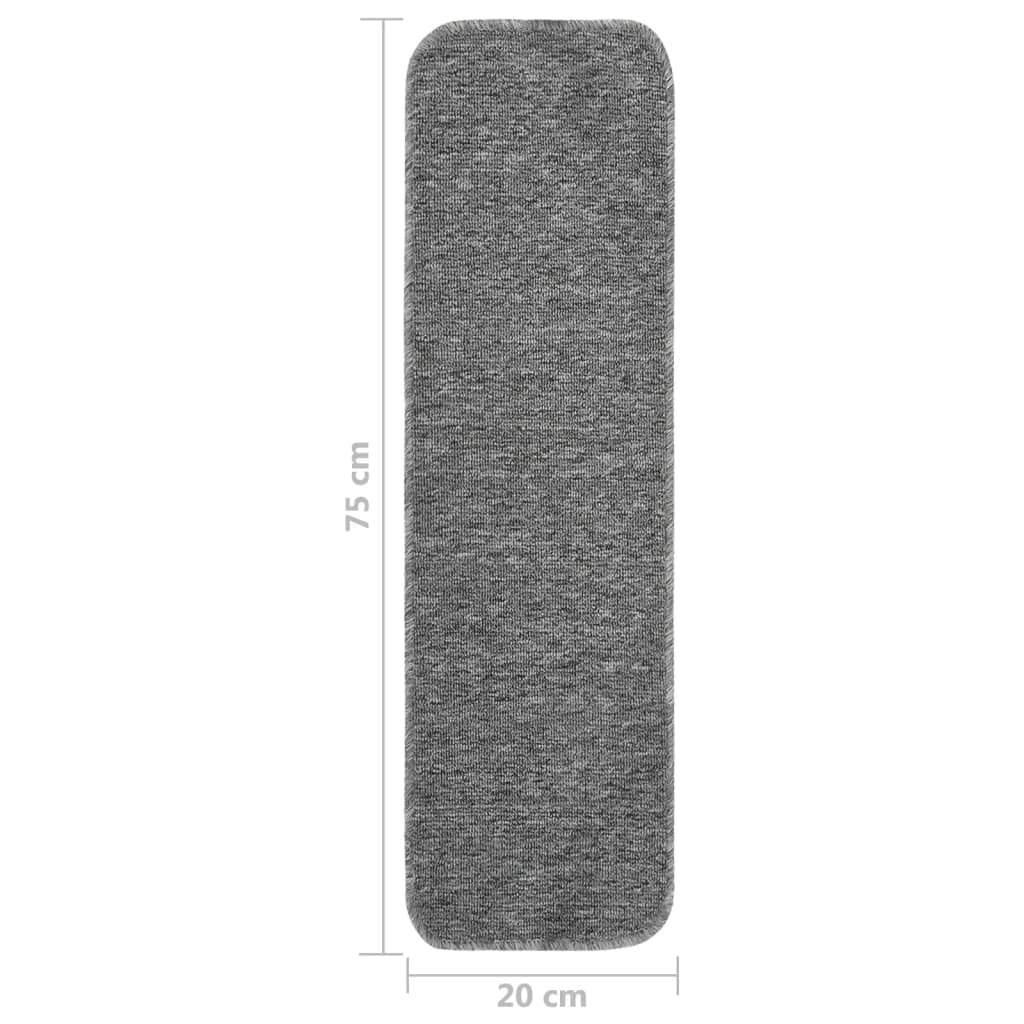 vidaXL Противоплъзгащи стелки за стълби, 15 бр, 75x20 см, сиви
