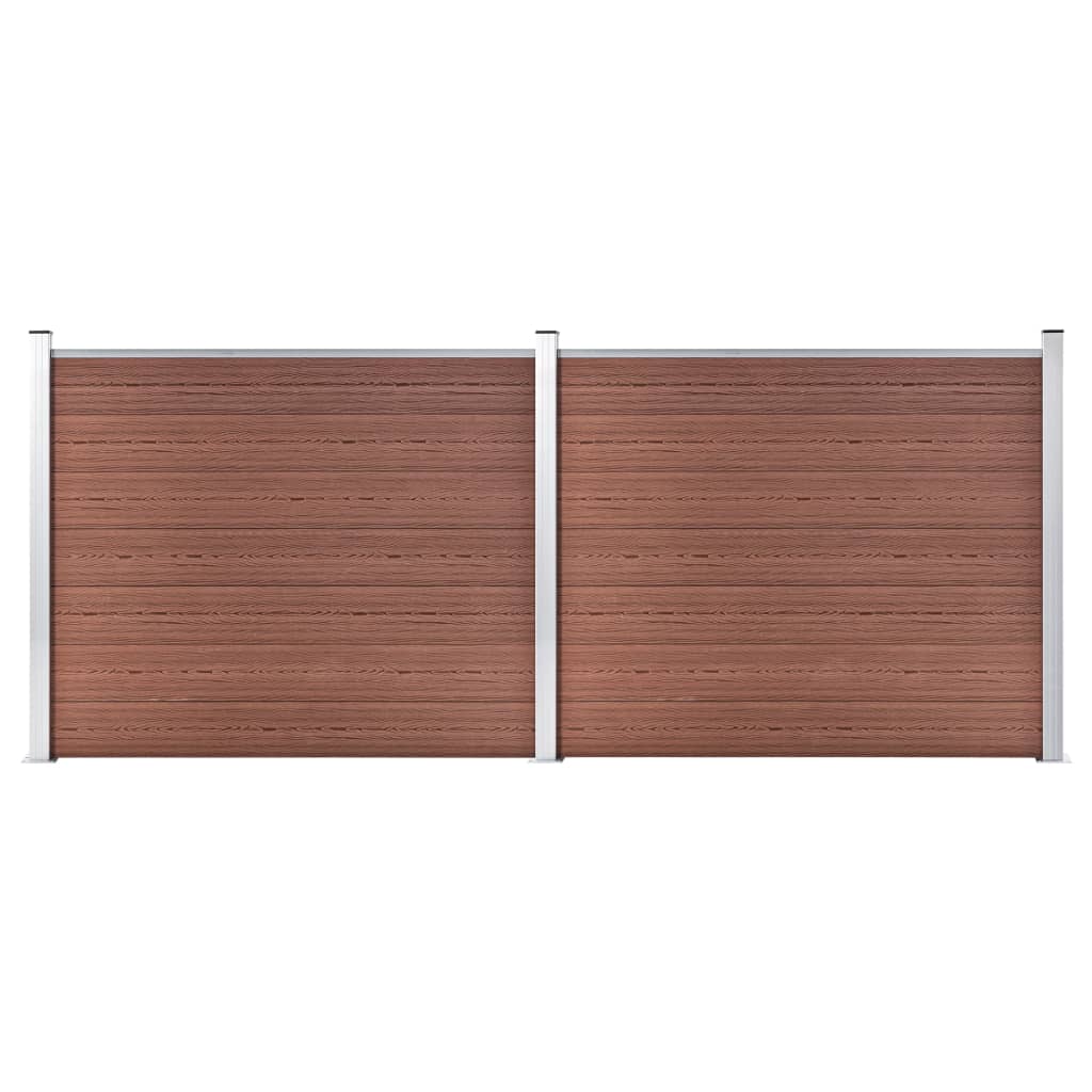 vidaXL Комплект оградни панели, WPC, 353x146 см, кафяв