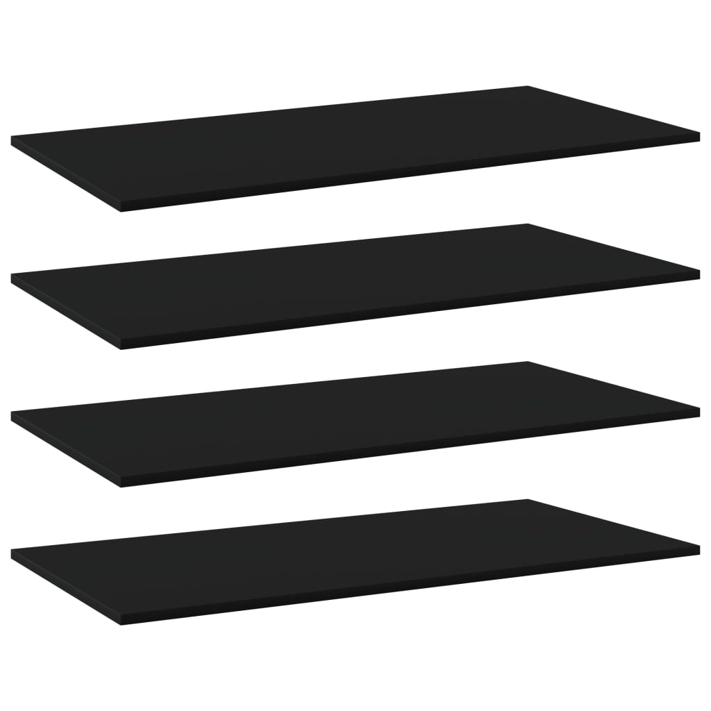 vidaXL Рафтове за етажерка, 4 бр, черни, 100x50x1,5 см, ПДЧ