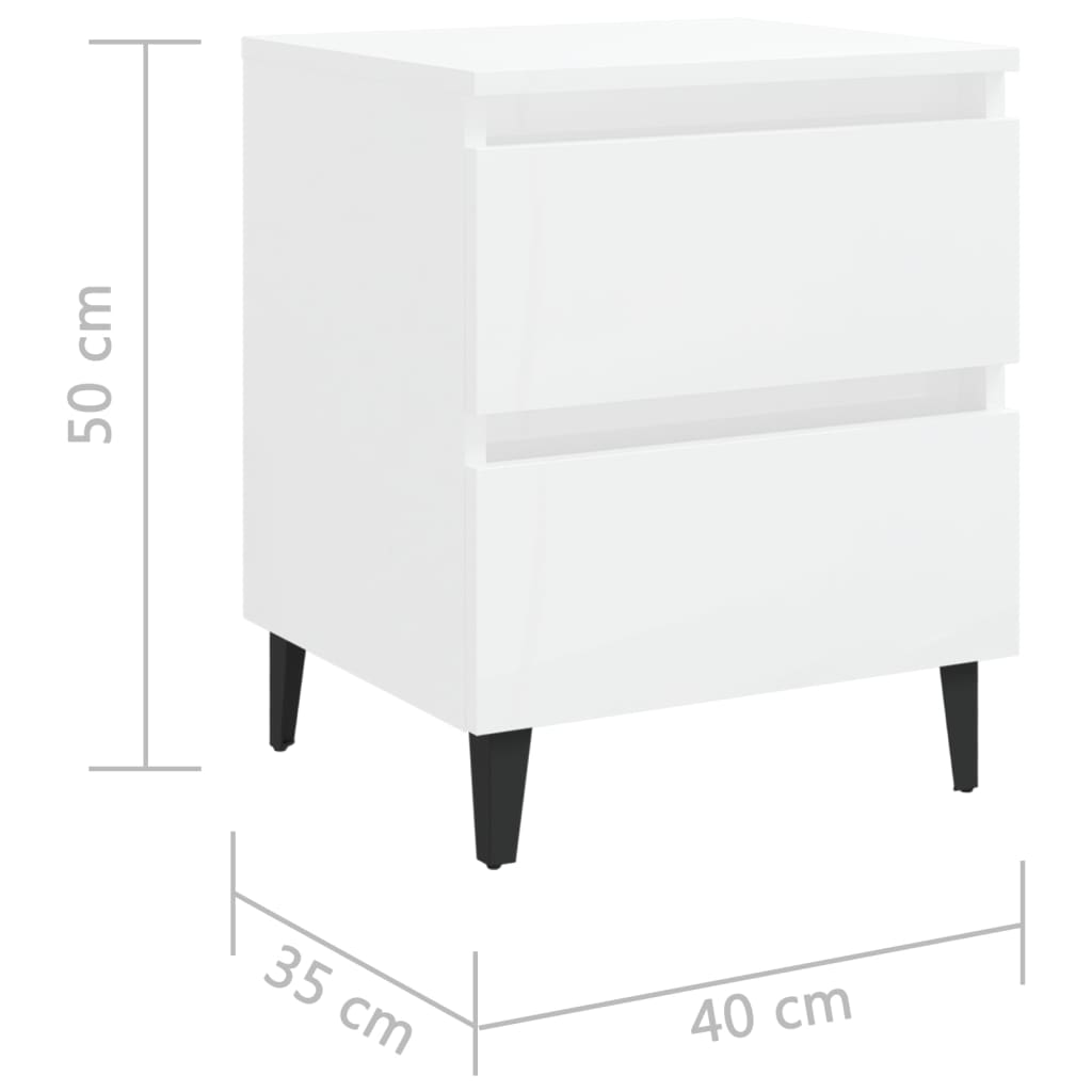 vidaXL Нощно шкафче, бял гланц, 40x35x50 см, ПДЧ